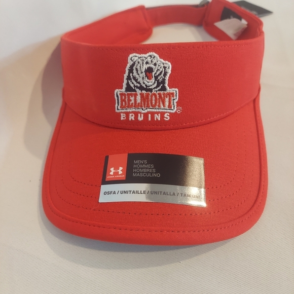 Under Armour Heat Gear Unisex Red Adjustable Belmont Bruins Visor NWT - Picture 1 of 9